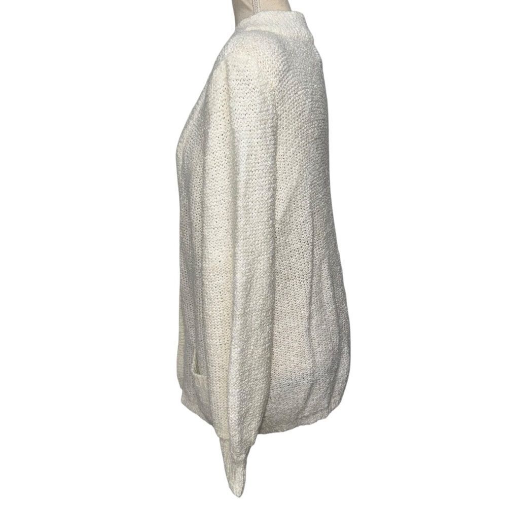Cozy Grandma Style Solid White Women's Button Up Cardigan Sweater size L pockets - Picture 7 of 10